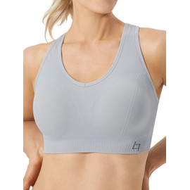 FITTIN Racerback Sports Bras for Women Pack of 4- Padded Seamless High Impact Support for Yoga Gym Workout Fitness S