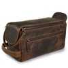 LEATHER VILLAGE Premium Leather Travel Toiletry Bag - Unisex Water-Resistant