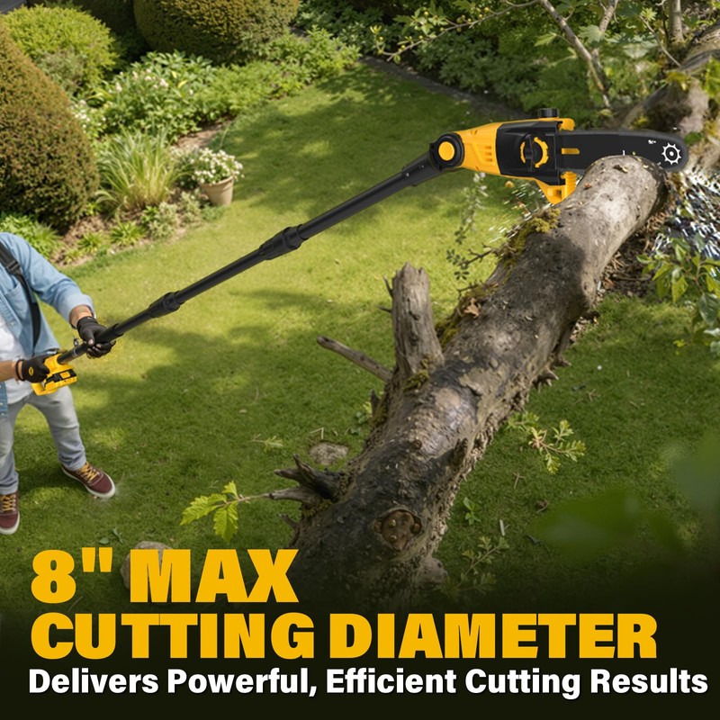 ZEGJAW 2-in-1 8'' Pole Saw & 18'' Pole Hedge Trimmer