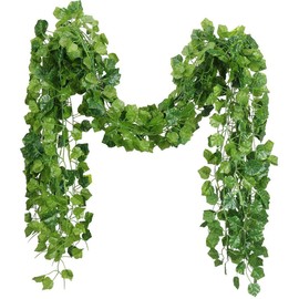 Rabbitstorm Plantas Artificiales, Vides Artificiales, Falso Hiedra Falsa Hojas Colgando Vegetación Guirnalda Planta de Vid para el Banquete de Boda...