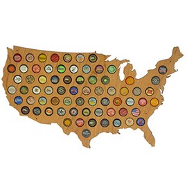 USA Beer Cap Map Cherry - Beer Cap Holder - Beautiful Cherry Wood - Skyline Workshop - Made in the USA! - Great Father's Day Gift!