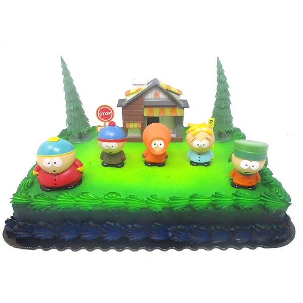 South Park Birthday Cake Topper Featuring South Park Characters and Other Themed Decorative Pieces