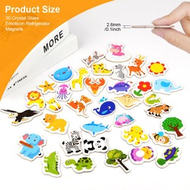 AUAUY 36PCS Wooden Animal Magnets, Cartoon Magnetic Animal Fridge Magnets for Magnetic Whiteboards, Photos, Maps, Office Stickers, Refrigerator Magnets Cute Educational Learning Toys for Kids