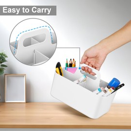 Nymblis Storage Caddy Organiser, 5-Section Portable Cleaning Caddy with Handle, Stackable Art Organizers for Desk Supplies, Multipurpose Storage Organiser for Office, Kitchen (White