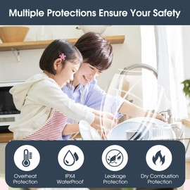 Electric Hot Water Heater 120/240V Small Compact Tank Storage,Rv Tr 2.7 Gallon Trailer 1.5KW Kitchen Instant Under Sink Counter,1 PCs 16” Long 1/2”FIP Stainless Steel Water Hose(TP Valve）