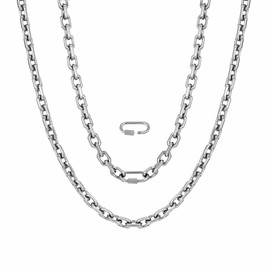 murtoo Chains for Men, Stainless Steel Gold Black Silver Mens Chain Necklaces, 18-24Inch Sturdy Figaro Chain Necklace, Simple Jewelry Gift Necklace for Men Women Boys Girls (20 Inch, Silver)