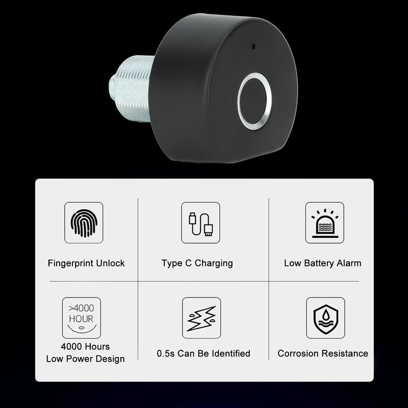 Fingerprint Cabinet Lock Smart Fingerprint Drawer Lock Perforation Free USB