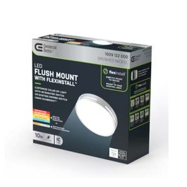 Commercial Electric Flexinstall LED 10 in. Brushed Nickel Cut Out Detail Flush Mount Recessed Light