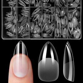 ZIFUTON Press On Nails Ballerina Soft Gel Tips Tips for Gel Nails Coffin 504 Pieces, Artificial Nails Fake Nails Tips, Full Cover Nail Tips Transparent for Nail Studios Starter DIY 10 Sizes
