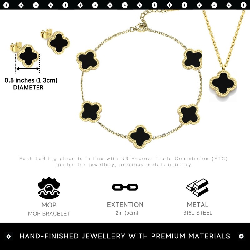 Vikrami lighting Four-Leaf Clover Jewellery Set for Women Rose Gold