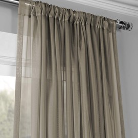HPD Half Price Drapes Faux Linen Extra Wide Voile Poly Sheer Curtains for Bedroom 96 Inches Long (1 Panel) Curtains for Living Room Home Decor, 100 X 96, White