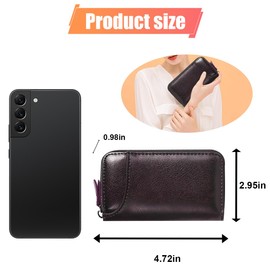 DUSCOKE Leather Car Keychain Case Holder - Keyring Zipper Bag Auto Smart Keys Fob Cover Cases with 6 Hooks - Car Key Case Remote Key Fob Protector for Men Women (Coffee)