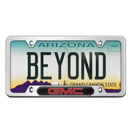 iPick Image for - GMC in Red Real Carbon Fiber Nameplate Chrome Stainless Steel License Plate Frame