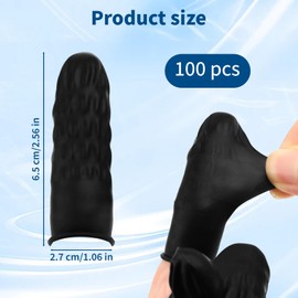 100 Pcs Disposable Silicone Finger Cots & Protectors – Non-Allergenic Black Finger Gloves Fingertips for Beauty, Manicure, Massage & Industrial Use