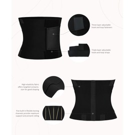 FeelinGirl Waist Trainer Long Torso Waist Cincher Trimmer Ab Belt Tummy Control Body Shaper Triple Wrap Women and Men, Black, XX-Large