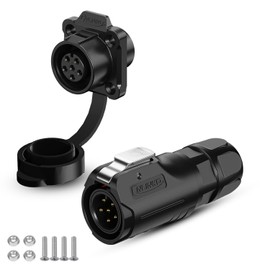 CNLINKO LP-12 Industrial Waterproof Connector IP68 Circular Connector Quick Plugging Aviation Connector PBT Plastic Shell Connector Fast Release Connector M12 2-8 Pin Flange Socket (6 Pin)