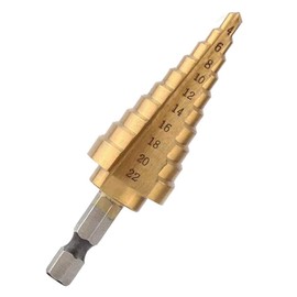 Step Drill, Hexagonal Shaft, Titanium Coating, Sharp, HSS Steel, Drill, Hole Expanding, Helix, Hole Cutter, 0.1 - 0.9 inches (4 - 22 mm), Hexagonal Spiral