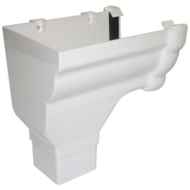 FLOPLAST Stopend Outlet - RON2 65mm Square L/H for 110mm Niagara OGEE system (WHITE)