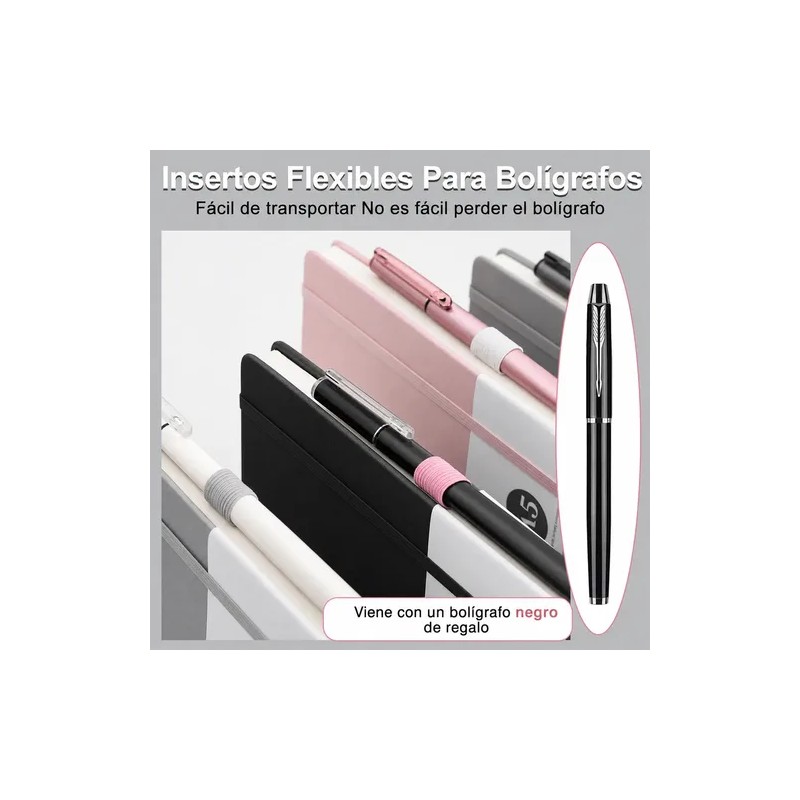 5pcs Libreta A5 Pasta Dura Escolar Oficina 5 Bolígrafos