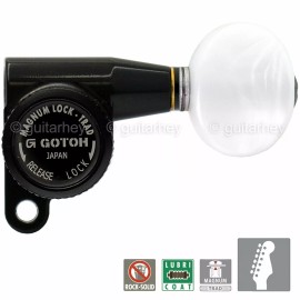 GOTOH NEW Gotoh SG360-05P1 MGTB Locking Tuners Set 6 in line OVAL PEARL Buttons, BLACK