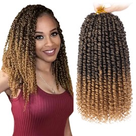 Leeven 12 Inch Passion Twist Braiding Hair 8 Packs Short Bohemian Bomb Twist Hair for Passion Twists Ombre Blonde Pre-Twisted Passion Twist Crochet Hair Extensions for Black Women T27#