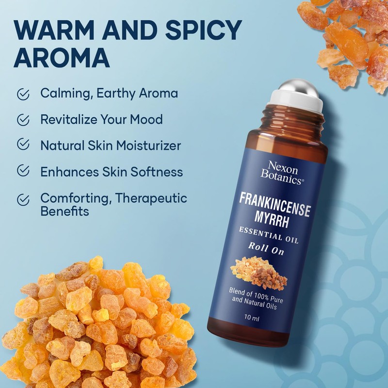 Frankincense & Myrrh Essential Oil Roll-On 10ml - 100% Pure,