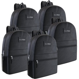 10 Pack Bulk Backpacks, Wholesale 17-Inch Lightweight Bookbags for Kids, Adults, School, Classroom, Travel, Gym with 1 Large, 1 Small, 2 Side Pockets, Perfect for Events, Corporate Bundles, Black