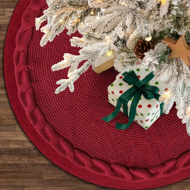 yuboo - Falda de árbol de Navidad de punto de