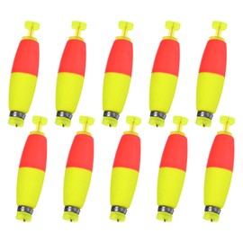 M METERXITY 10-Pack Fishing Bobbers Floats, 53mm EVA Foam Weighted Bobbers for Crappie/Bluegill/Trout Bass/Catfish, Clip-on Floats Slip Corks Floaters Strong Buoys [Red & Yellow]