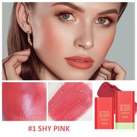LOPHE 3 in 1 Blush Stick for Cheeks Lips Eyes, Long Lasting Lipstick Blusher Stick, Waterproof Lightweight Cream Blush, Moisturize and Blendable Blushers for Women Girls Cheeks Makeup (Hot Red)