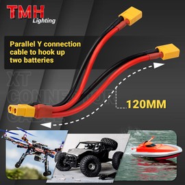 TMH 2pcs XT60 Parallel 12 AWG - 120 mm. Battery Connector Cable Extension Y Splitter Male to Female for DJI Phantom RC Model Helicopter Quadcopter