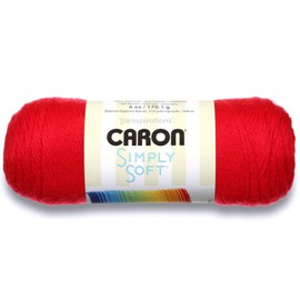 Simply Soft Solids Yarn (4) Medium Gauge 100% Acrylic - 6 oz - Red - Machine Wash & Dry (New Version)