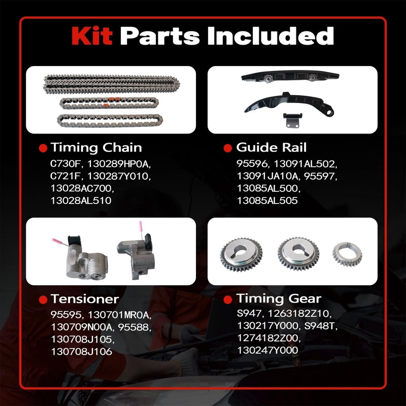 AUCERAMIC Timing Chain Kit w/Water Pump For 2003-2007 Infiniti G35