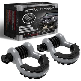 AUTMATCH AUTMATCH D Ring Shackle 3/4" Shackles (2 Pack) 41,887Ibs Break Strength, Clevis Shackle with 7/8" Screw Pin and Shackle Isolator Washers Kit for Tow Strap Winch Off Road Vehicle Recovery, Gray