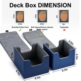 ZLCA Card Deck Box for Trading Cards, MTG Commander Deck Box Holds 120+ Single Sleeved, Leather Magnetic Card Storage Case Fits for TCG CCG Magic (Blue)