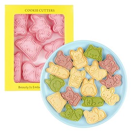 8 Pieces Cute Puppy Cookie Cutters Cartoon Dog Cookie Mould Corgi Cookie Stamps Set Kitchen Tools Plastic Cookie Press (Puppy 0209)