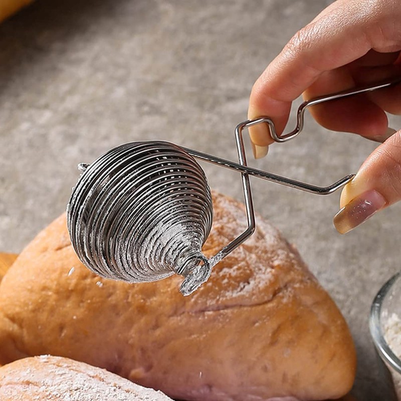 Flour Sifter Net Baking Flour Duster Spring- Action Flour Sieve