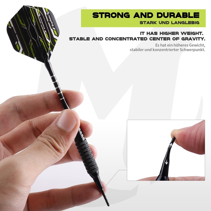 MageRabbit Plastic Darts 12 Pieces 18g with 16 Dart Flights,