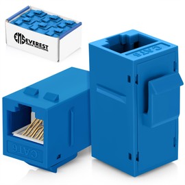 Everest Media Solutions RJ45 CAT6 Keystone Coupler in Blue - 24-Pack - Female to Female Ethernet Keystone Jack for Standard Wall Plates & Patch Panels - UTP Inline RJ45 Coupler Extender