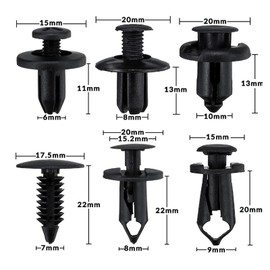TONAUP Pack of 190 Mounting Clips, Universal Door Trim Clips, Bumpers, Cable Ties, Expansion Rivets, Plastic Set with Removal Tool, Trim Wedges Set