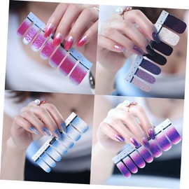 Baluue 14PCS Glitter Powder Nail Stickers Gradient Nail Art Decals for Women Fashion Decoration for DIY Manicure