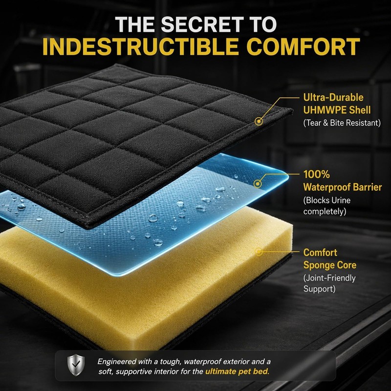 Drounphi Chew Proof Dog Crate Pad – Indestructible Durable Crate