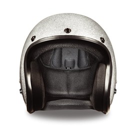 Daytona Cruiser Helmet - Silver Metal Flake - Lightweight 3/4 Shell Motorcycle Helmet with Removable Gloss Black Bubble Visor Added - Bluetooth Compatible - S - 2.05 Pounds