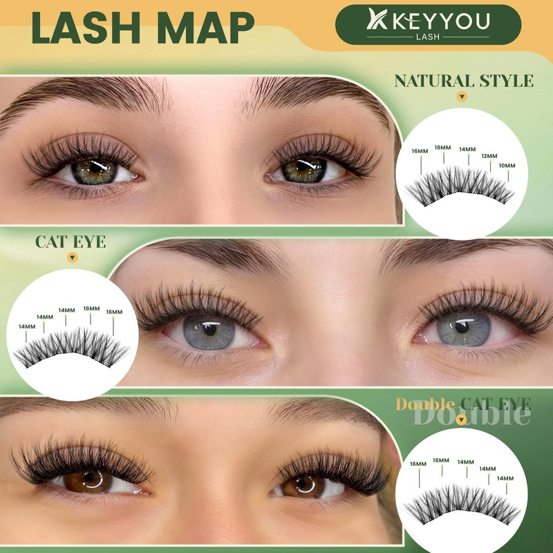 Natural Lash Clusters Kit, Wispy Fluffy Lashes Kit Velvetpuff C