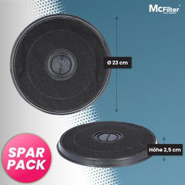 McFilter 2 x activated carbon filter diameter 230 mm for cooker hood as an alternative for carbon filter 11005728 + 11005732 + DHZ2701/01 + 9029793594, suitable for Bosch, Siemens, AEG, Whirlpool,