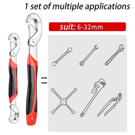 HZACHYX Multifunctional wrench, universal adjustable wrench, steel pipe wrench, multifunctional movable pipe wrench, industrial grade hardware tool