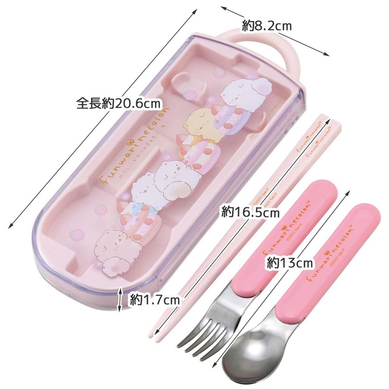 Skater TACC2AG-A Trio Set Chopsticks Spoon Fork Fluffy Nekoro Children's