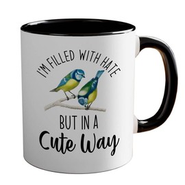 Bird Lover Two Tone Black Edition 11oz - Hate Cute Way - Hummingbird Nest Cage Parrot Dad Gardening Outdoor Birdwatcher Feeder