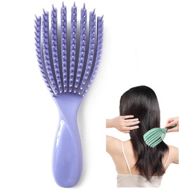 ‌Scalp Itch Relief & Massage Comb - Flexible Bristles for Straight/Curly Hair, Wet/Dry Use Anti-Dandruff Shampoo Brush, Travel-Friendly Home Hair Care Tool (Purple, Large)