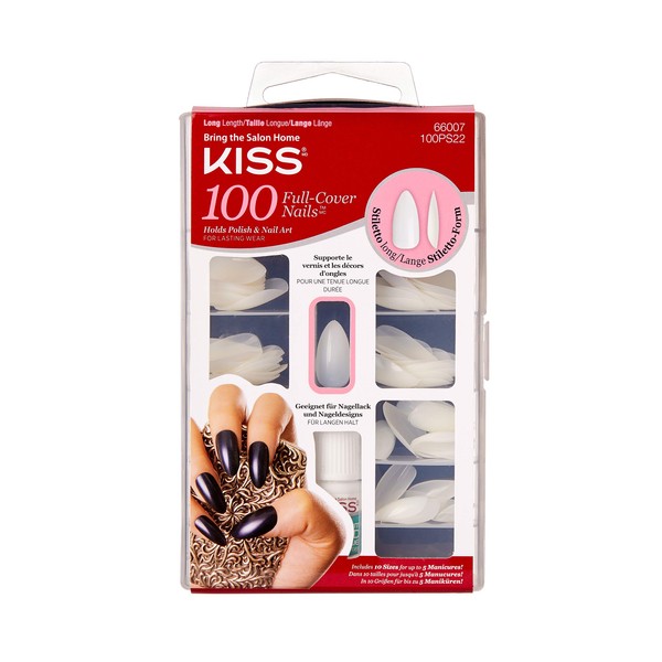 Kiss 100 Full Cover Nails Long Stiletto (6 Pack)